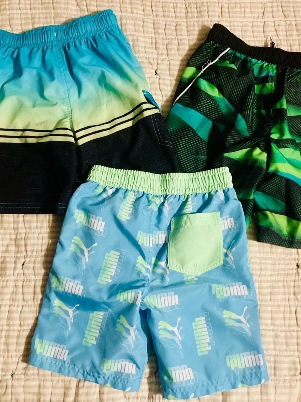 Lot of 3 Boy’s Swim Trunks - Sizes 5 - 7 Puma & other brands
